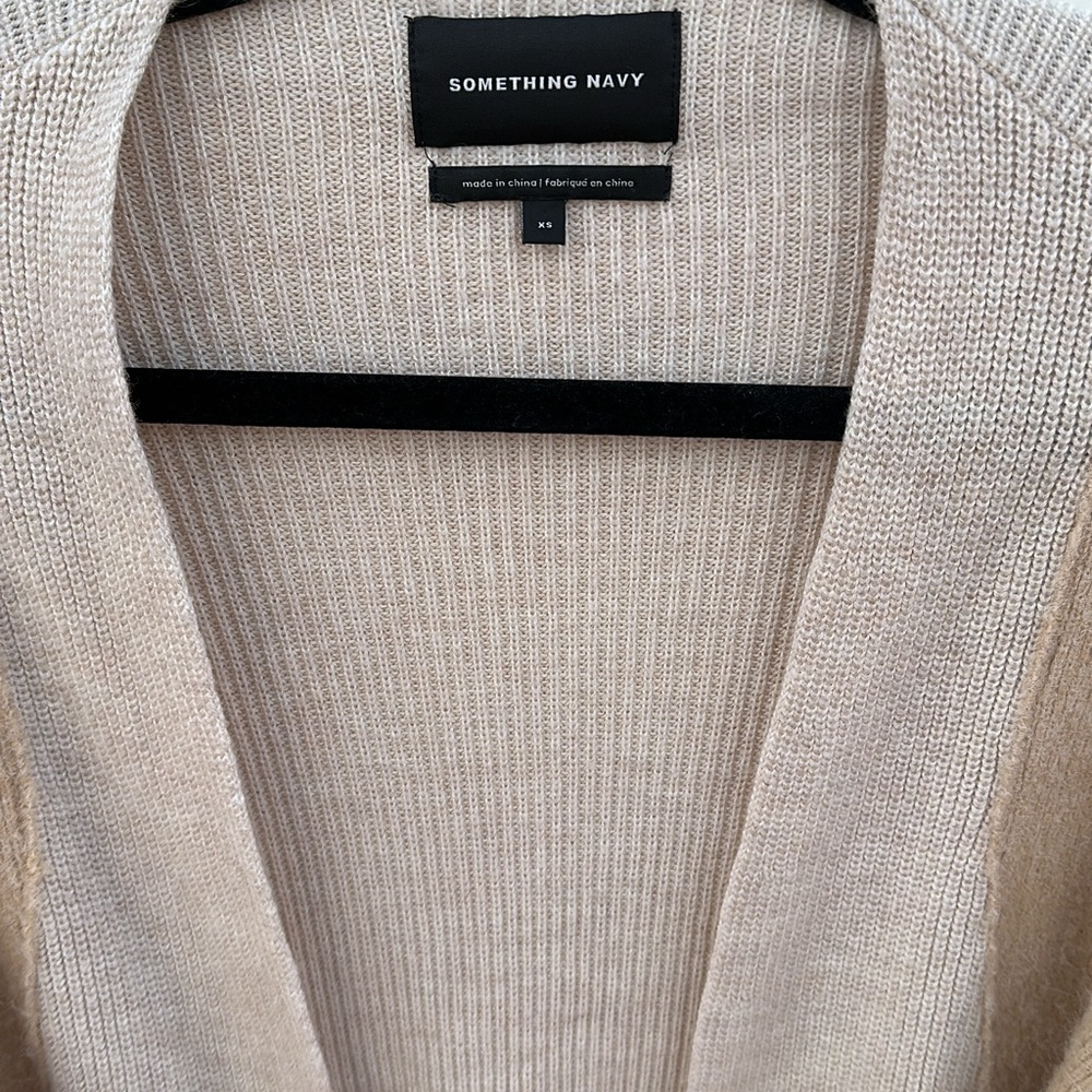 Something Navy Color Block Wool Open Front Cardig… - image 4